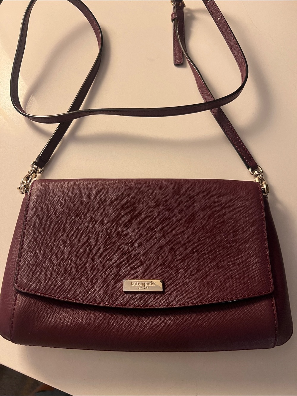 kate spade Wine/Burgundy Crossbody Bag with Gold Hardware
